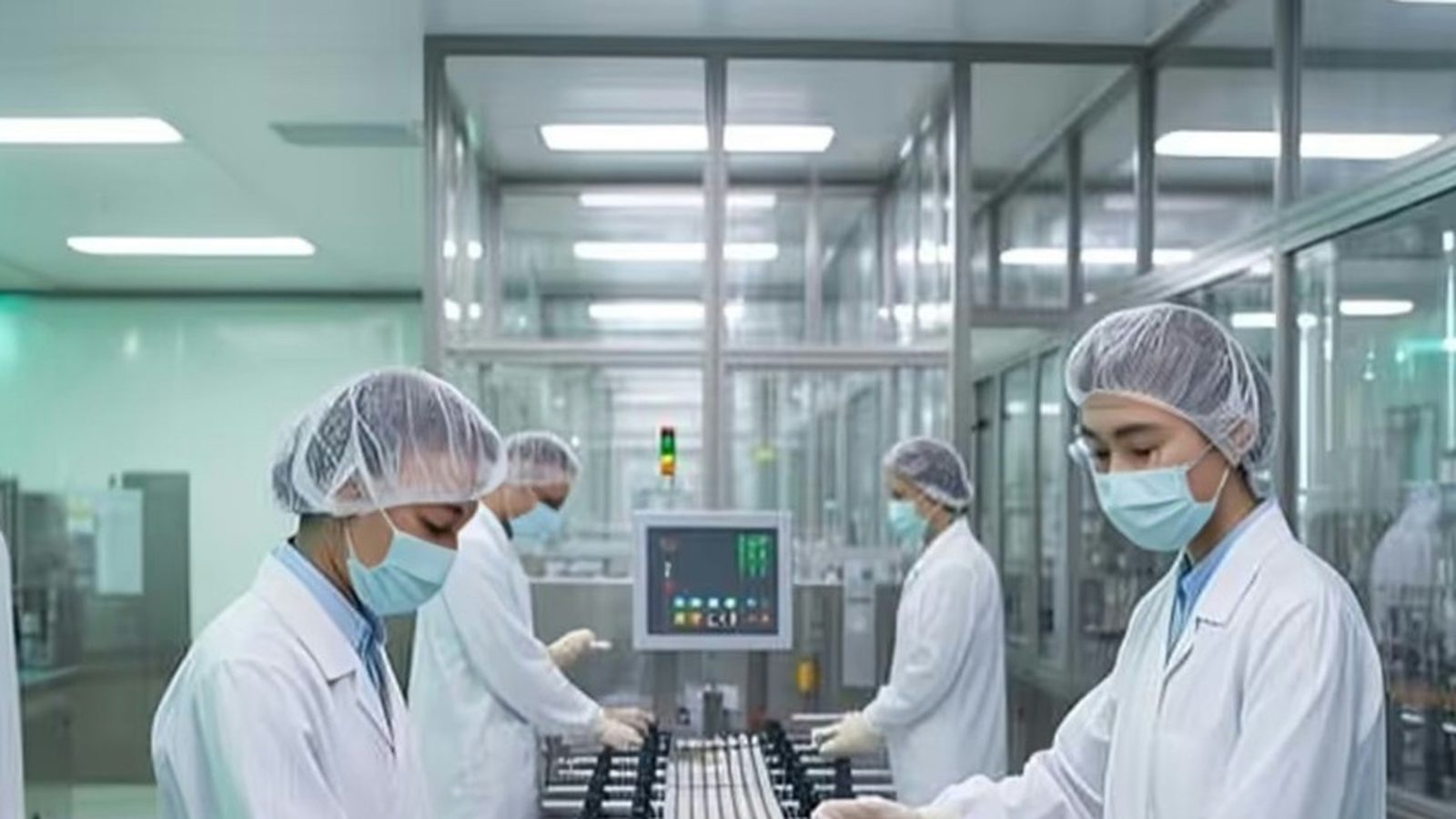 Ligne de conditionnement pharmaceutique en salle blanche